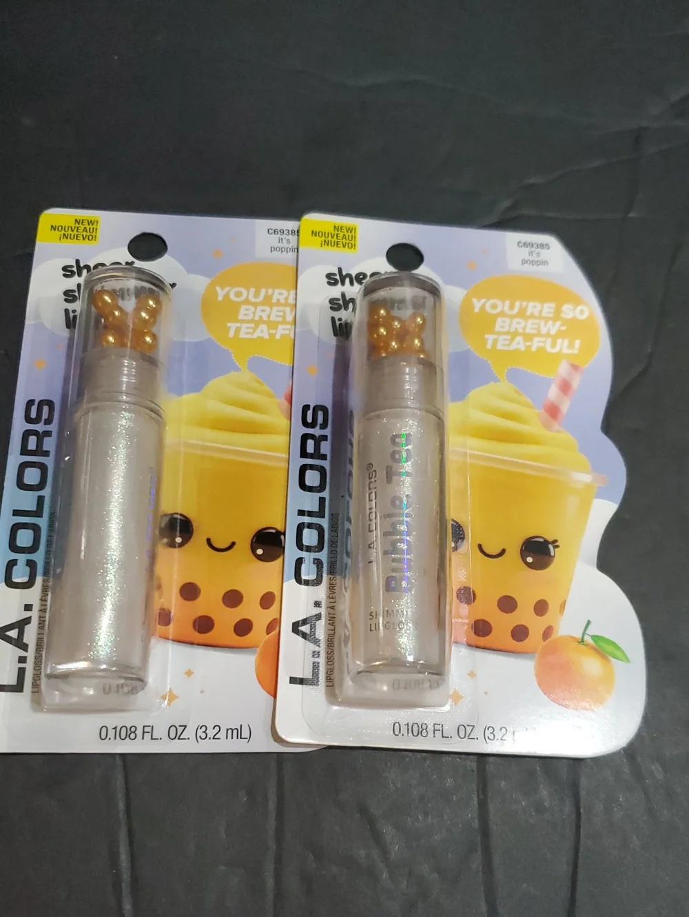 2pack bobba tea it's poppin you're so brew-tea-ful sheer shimmer lipgloss set